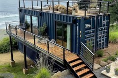 shipping container home, drone photo, beach views, oregon style --chaos 40 --weird 300 Job ID: 89b4fcdc-b330-4340-b0a2-370a939b36b4